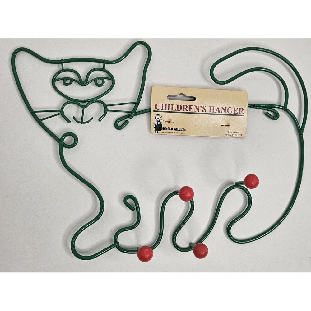 Kitty CAT Key Holder Hooks Metal Green Whimsical Wall Mount Children's Hanger